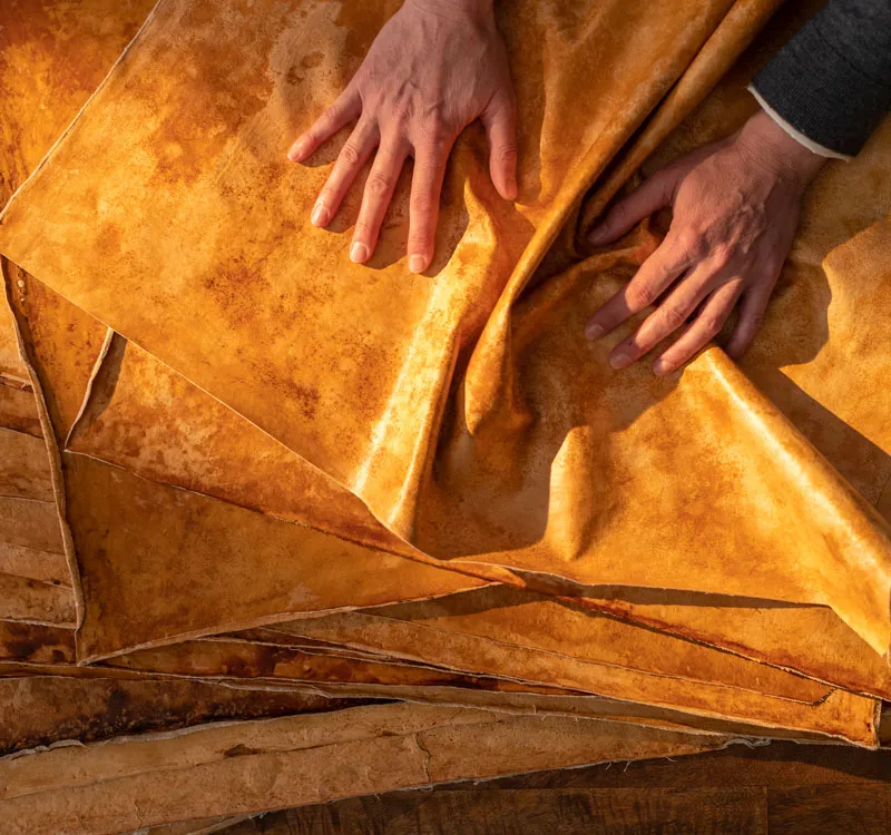 Innovative mycelium leather, an eco-friendly alternative to traditional materials, bridging sustainability and fashion. Photo courtesy: Smithsonian Magazine.